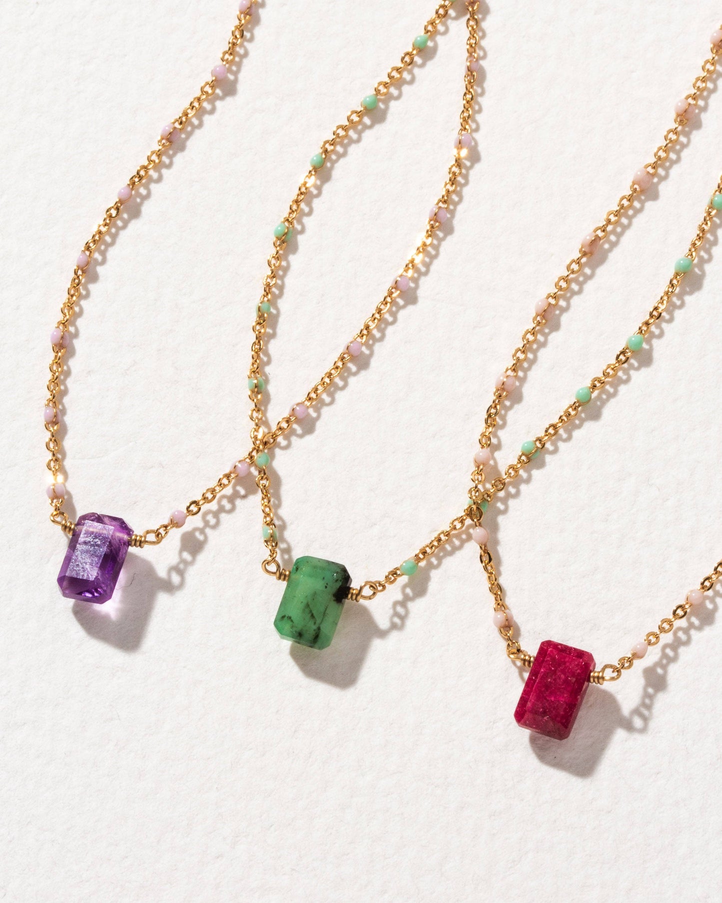 Emerald Prism Gems Birthstone Necklace - May