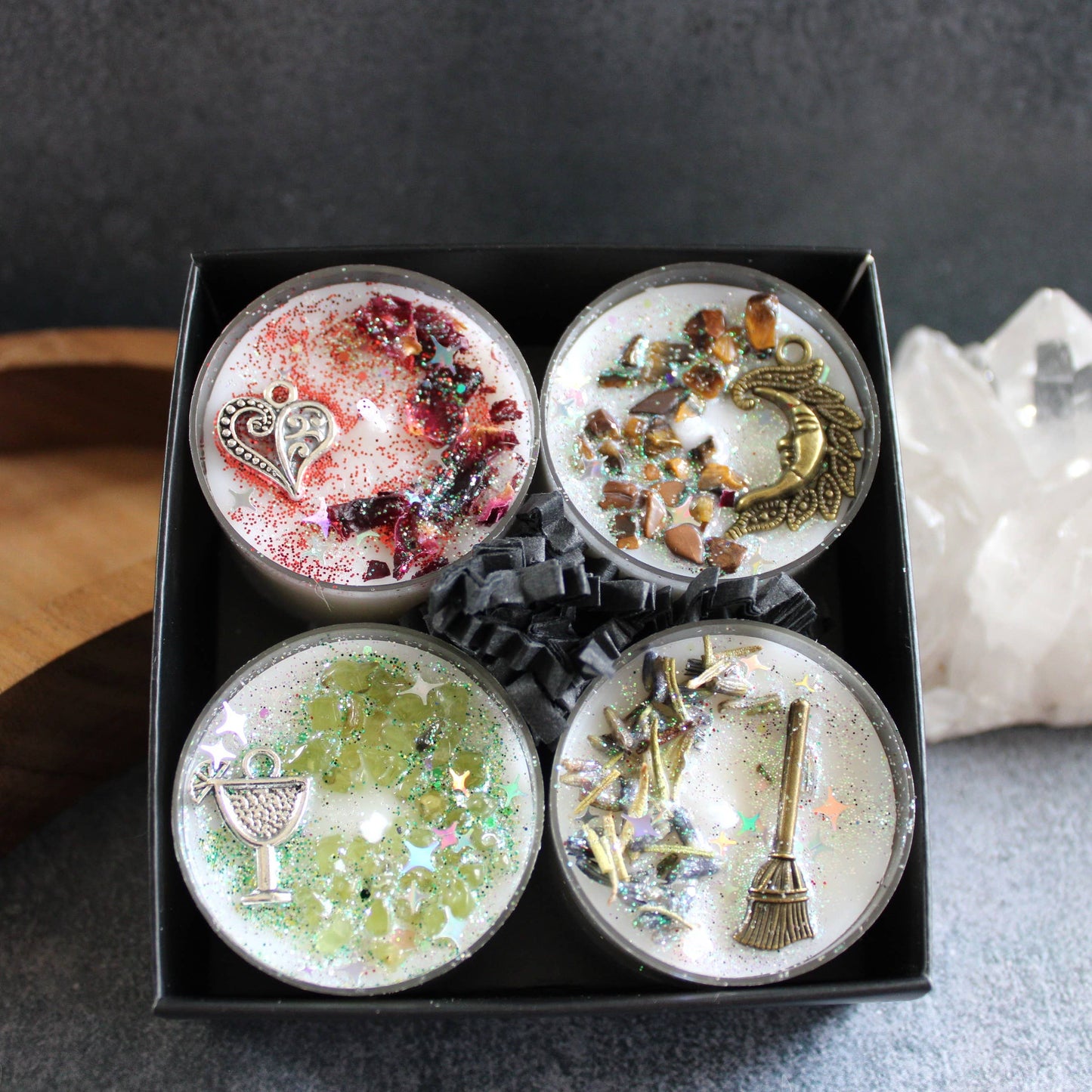 Practical Magic Tealight Crystal Candles, Ritual Candles