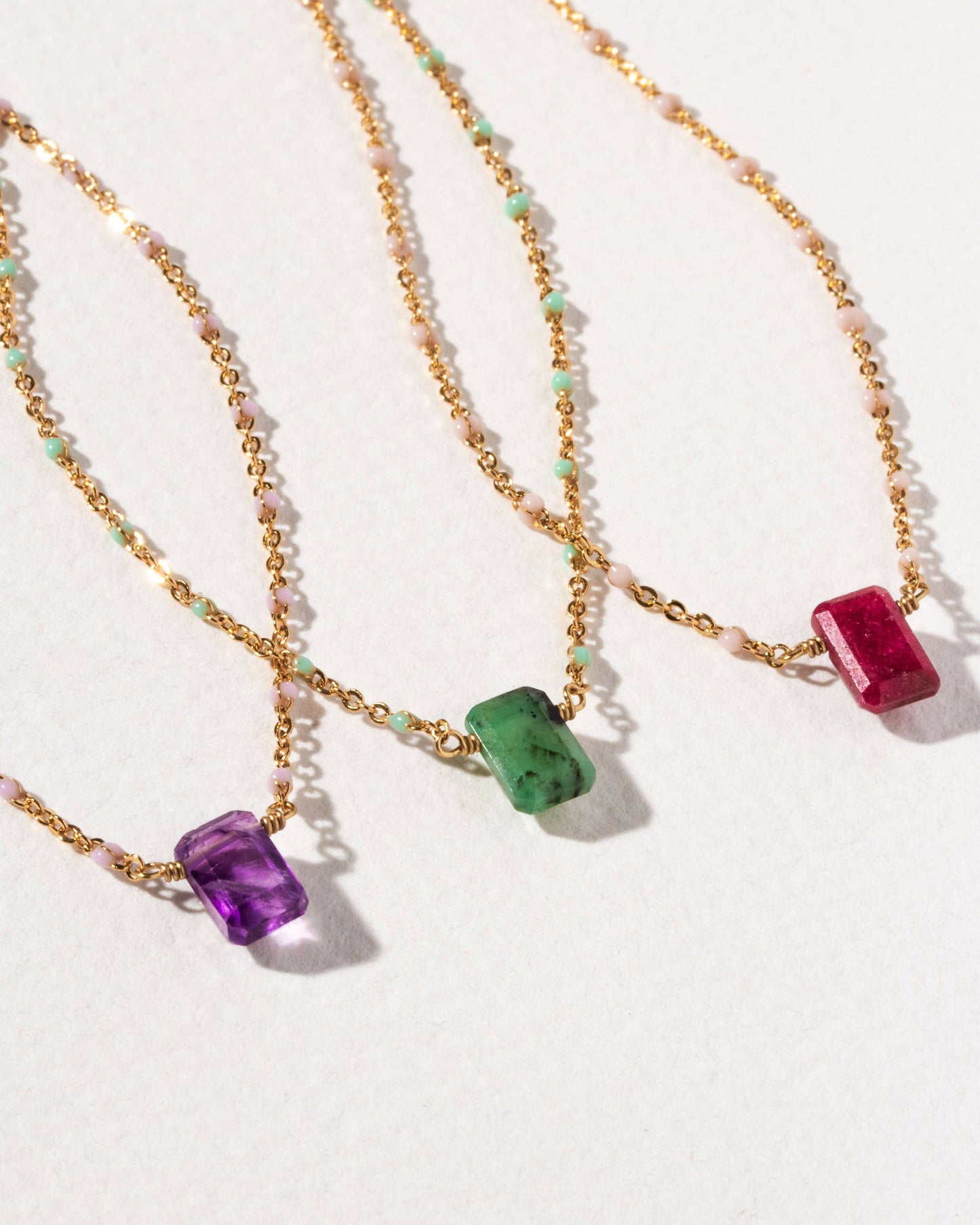 Amethyst Prism Gems Birthstone Necklace - February