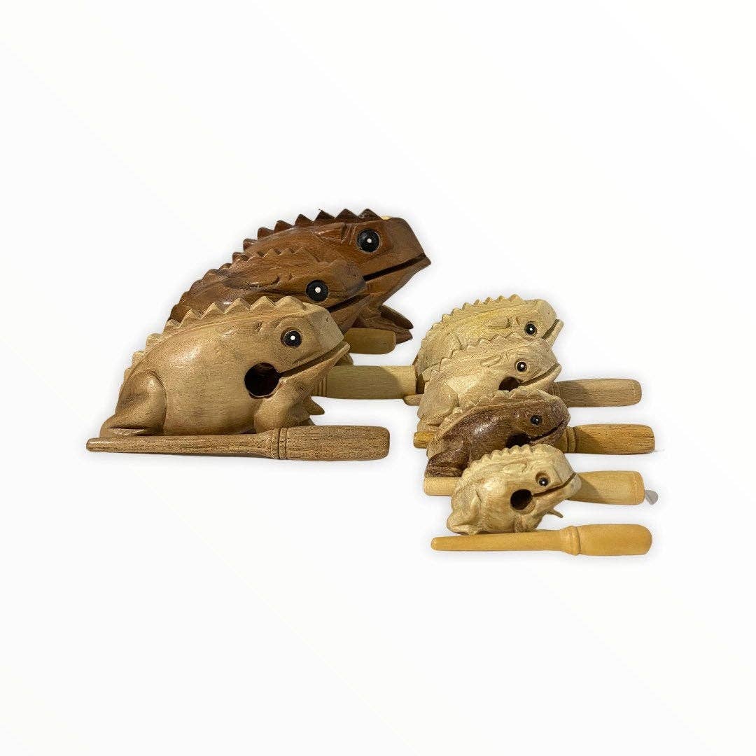 Natural Wooden Frog 2"