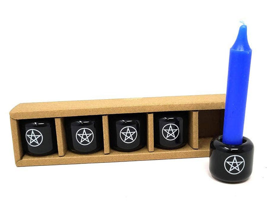Pentacle Black Chime Candle Holder 1.25"H 1.25"W 5 Pack