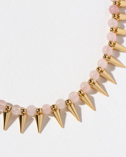 Sugar Spike Rose Quartz Beaded Necklace