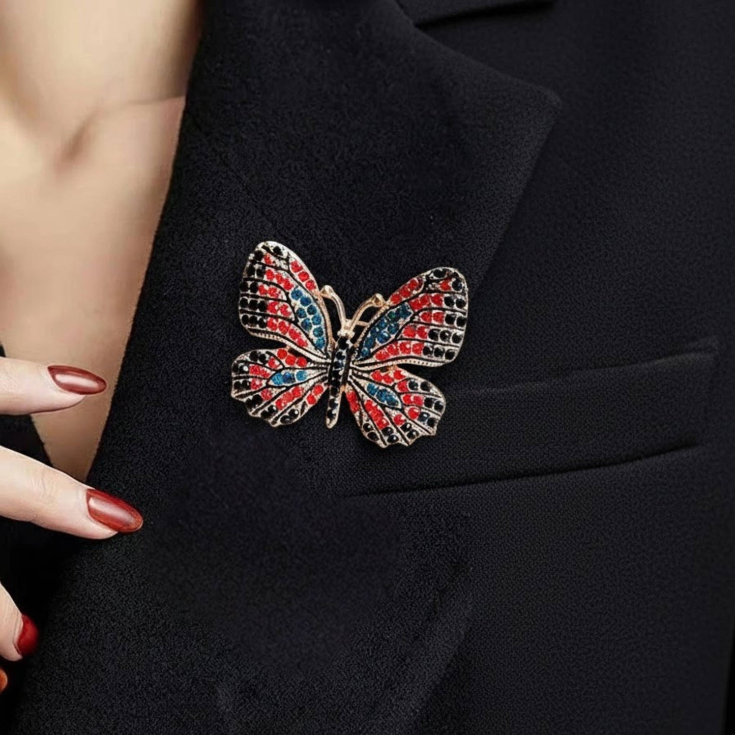Rhinestone Butterfly Brooch – 1.8"x1.4"