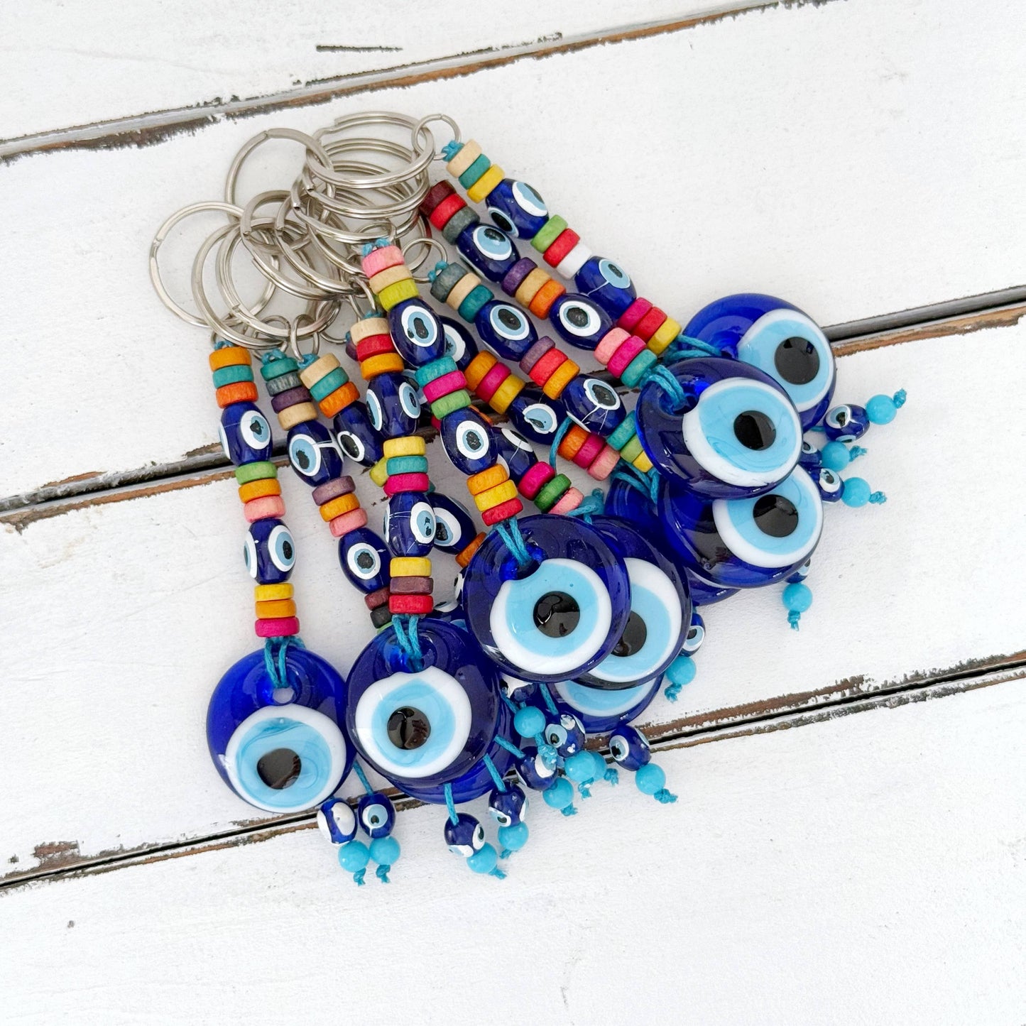 Blue Evil Eye Keychain, Glass Evil Eye Bag Charm, Good Luck