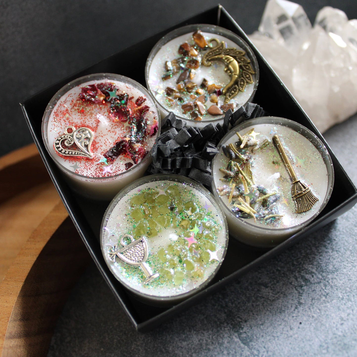 Practical Magic Tealight Crystal Candles, Ritual Candles
