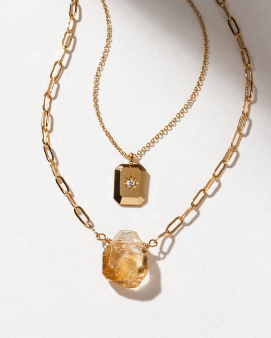 Golden Horizon Layered Necklace Set Citrine