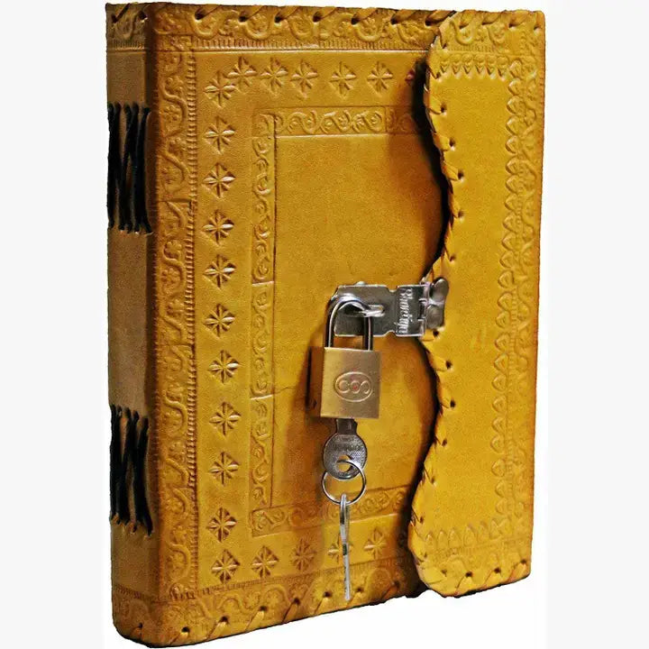 TUZECH Handmade Leather Vintage Journal Lock And Key Diary