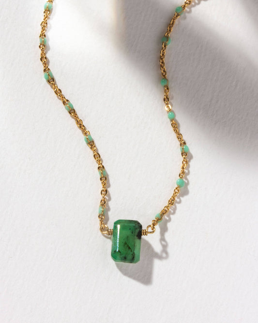 Emerald Prism Gems Birthstone Necklace - May