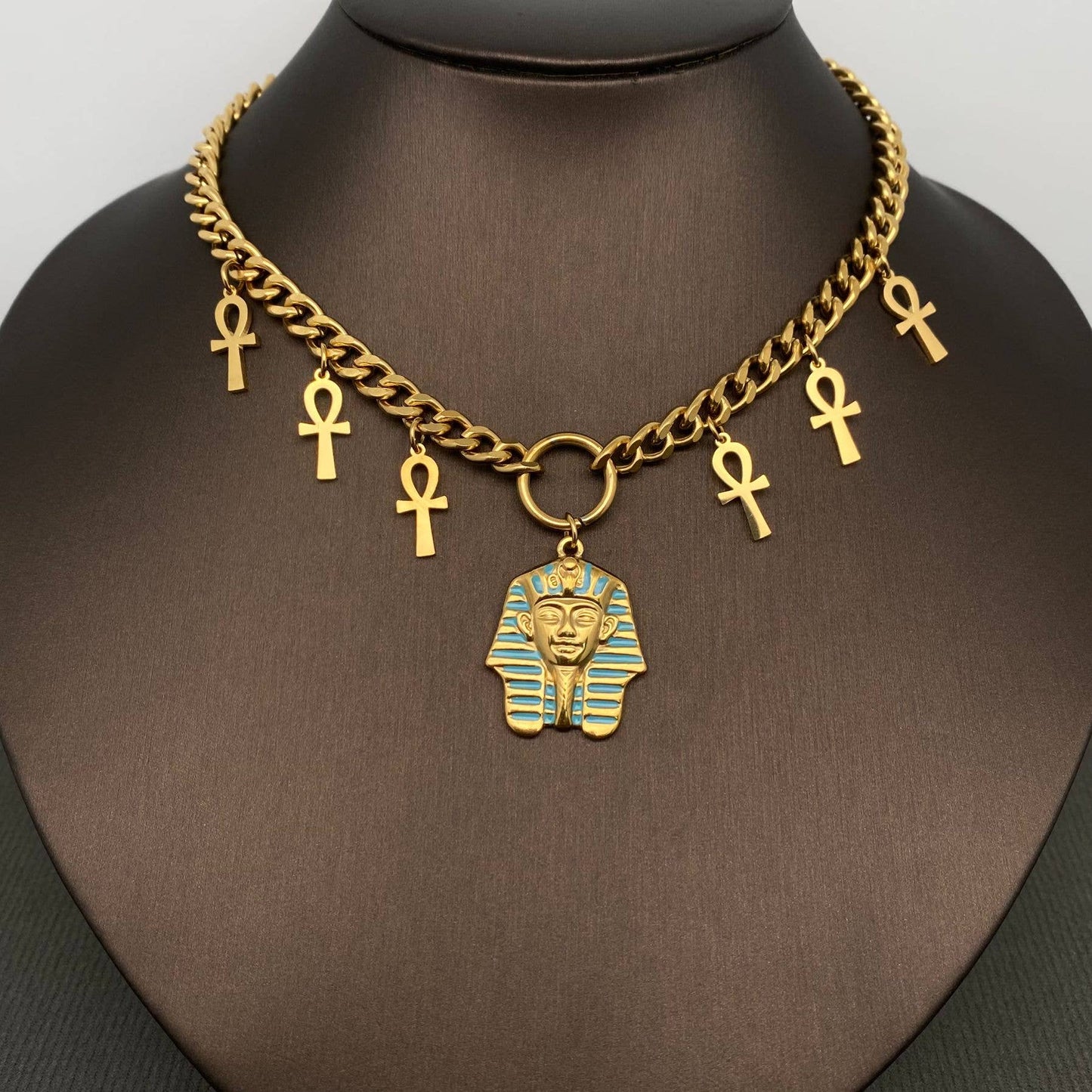 Egyptian 18K Gold Plated Stainless Steel Necklace