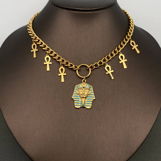 Egyptian 18K Gold Plated Stainless Steel Necklace