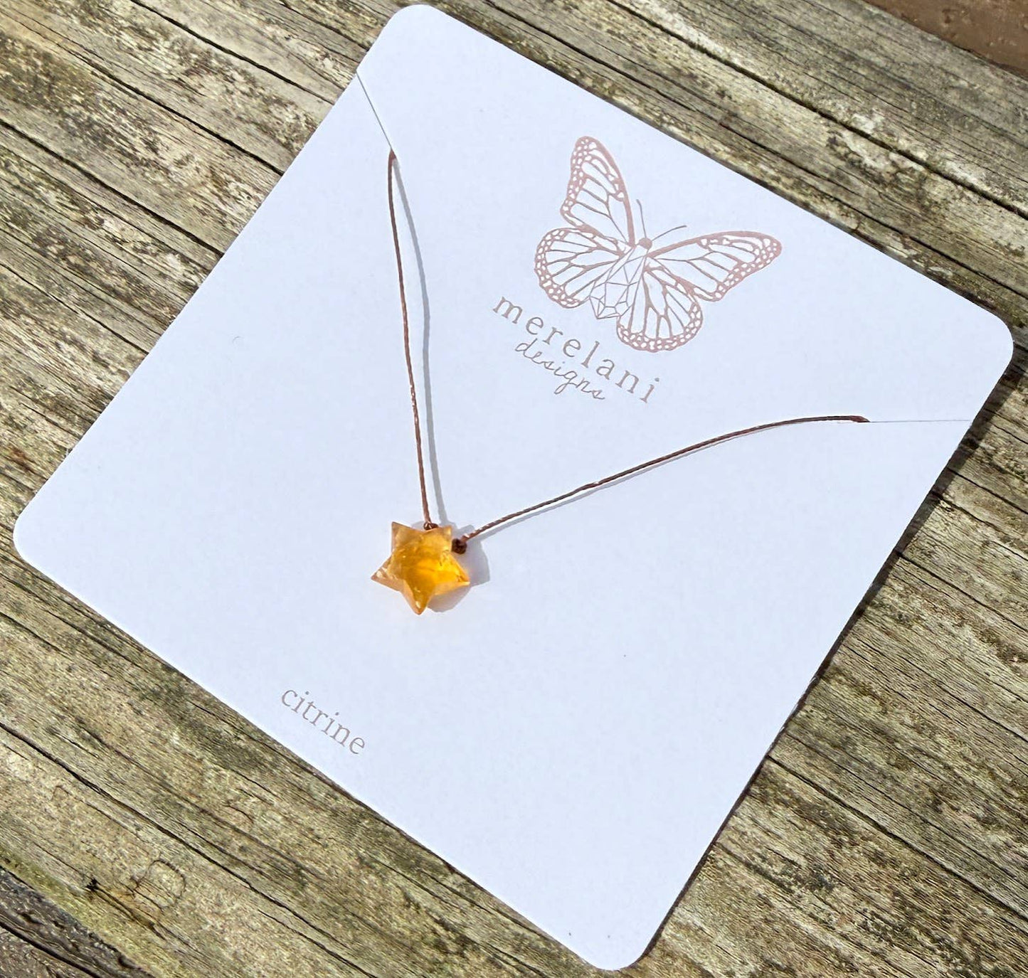 Citrine Faceted Star Cord Necklace