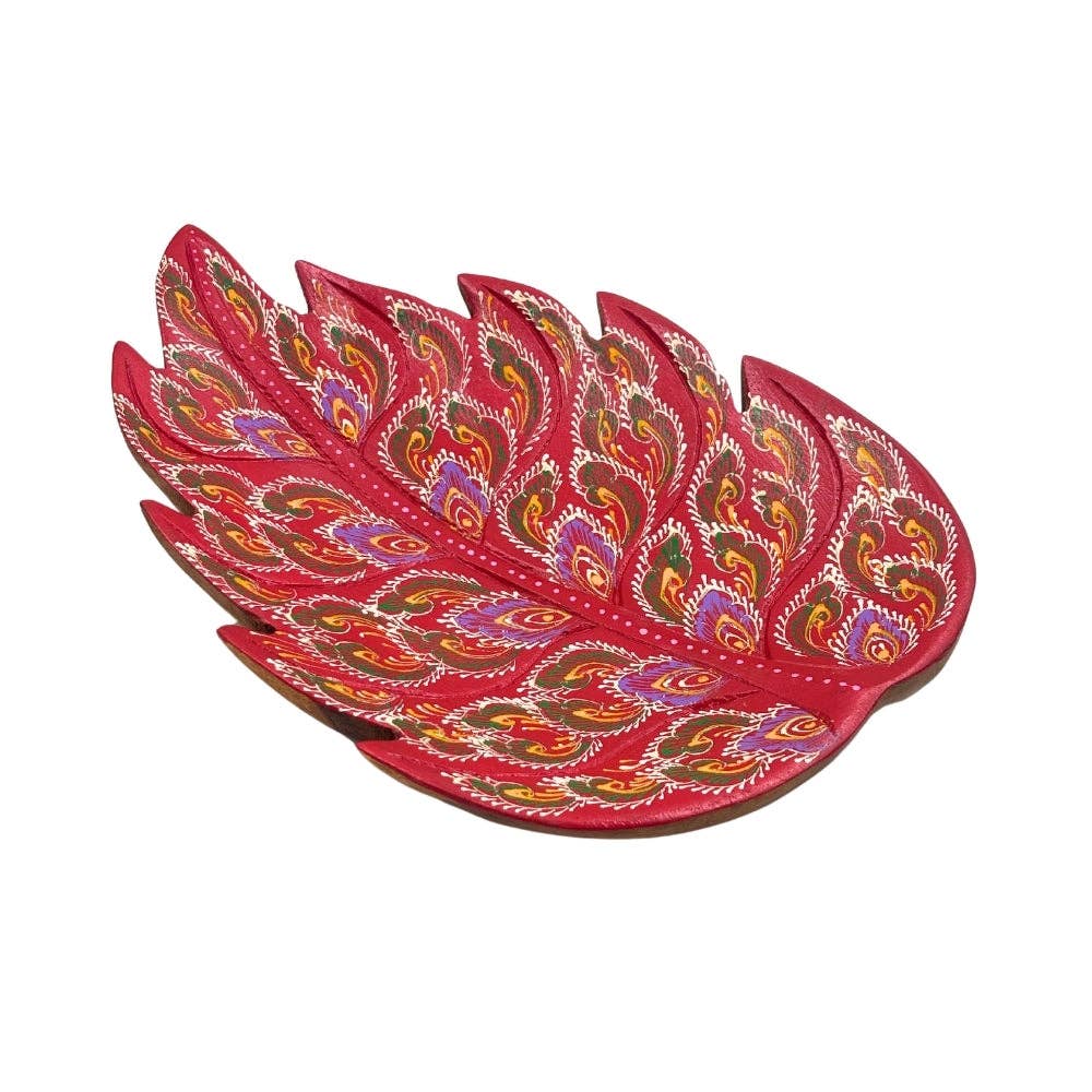 Leaf Hand Painted Wooden Carving