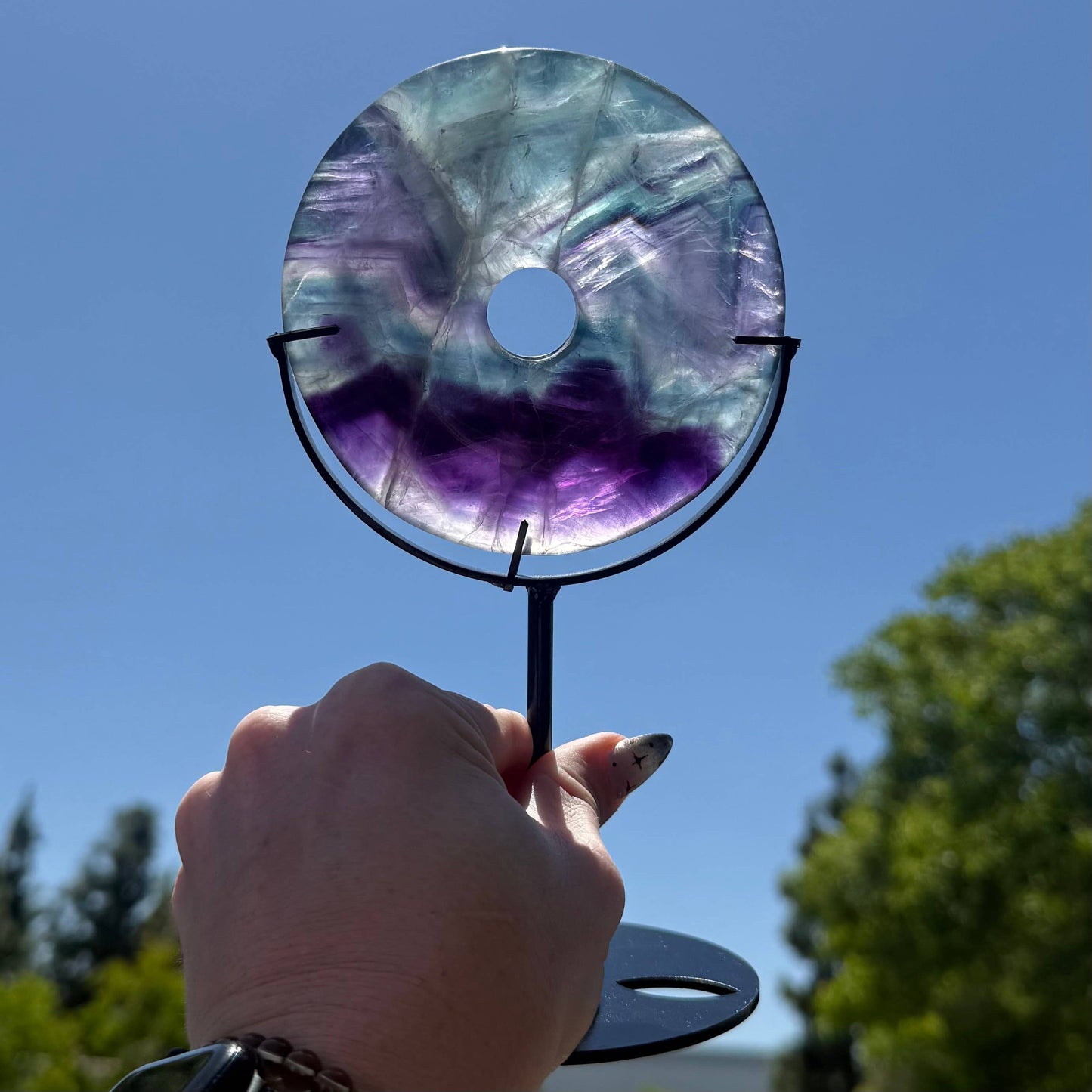 Large Rainbow Fluorite Donut