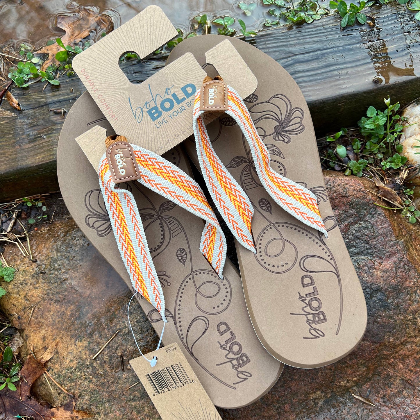 Boho Bold Woven Strap Flip Flops