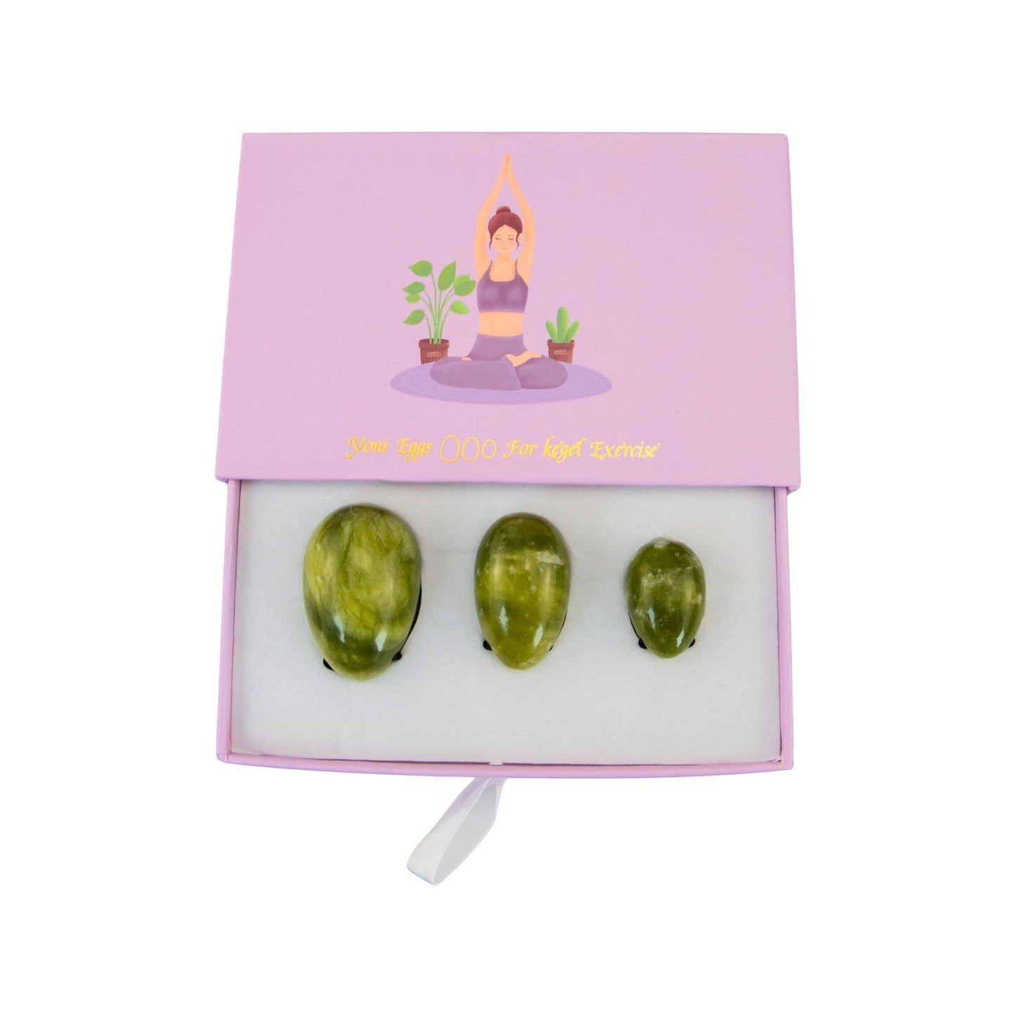 Yoni Eggs: Green Flower Jade / 3pc