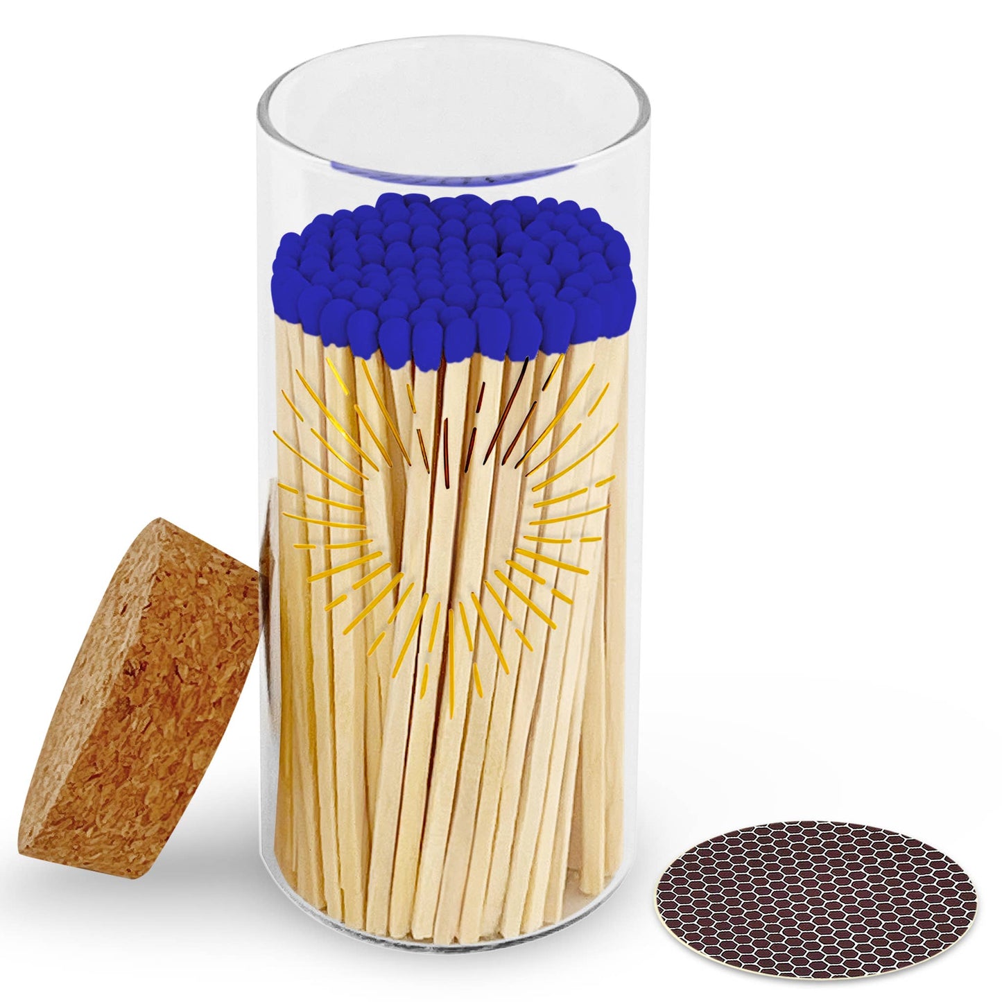 Gold Print with 4" Matches & Lg Cork Top Jar