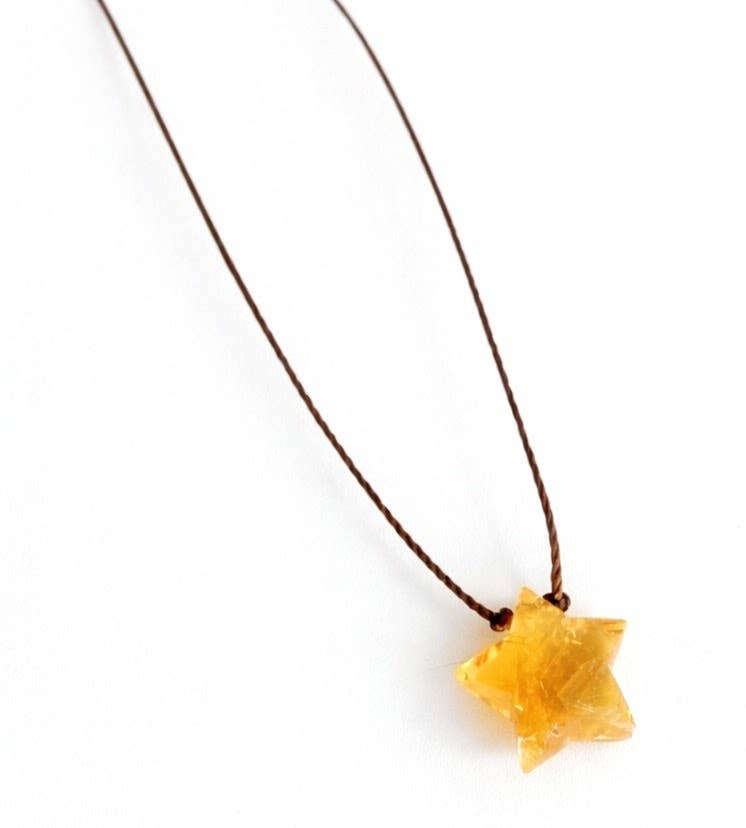 Citrine Faceted Star Cord Necklace