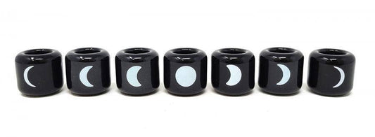 Moon Phase Chime Candle Holder Black 1.25"H 1.25" 7 Pieces