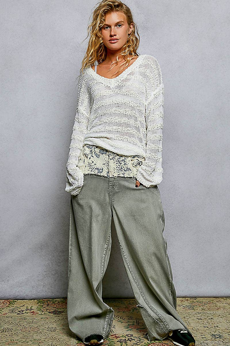 Low Rise Wide Double Waist Pants