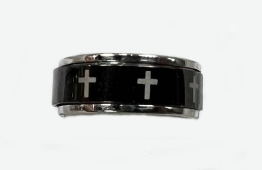 Cross Spinner Stainless Steel Ring