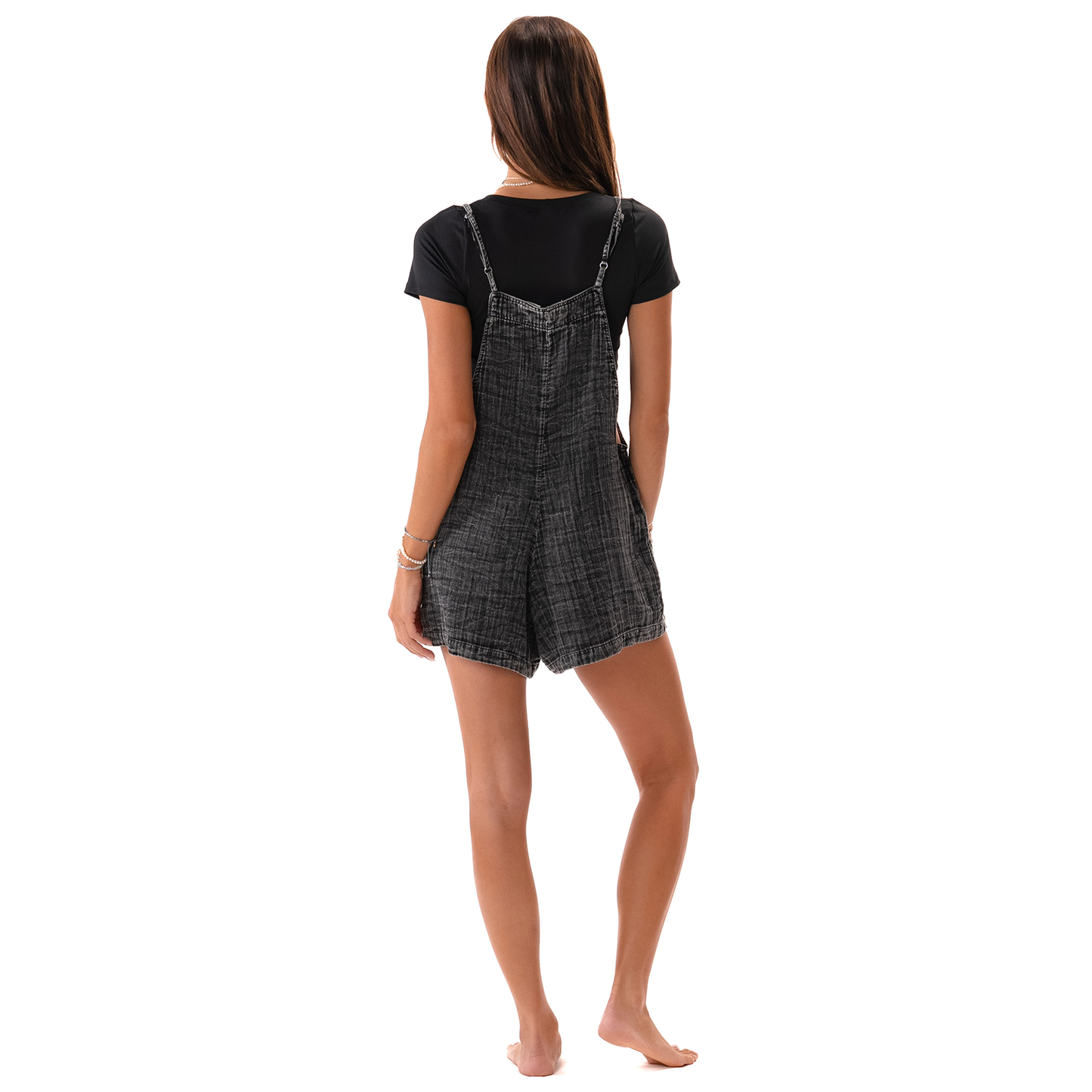 Vintage Black Romper with Adjustable Straps: S, M or L
