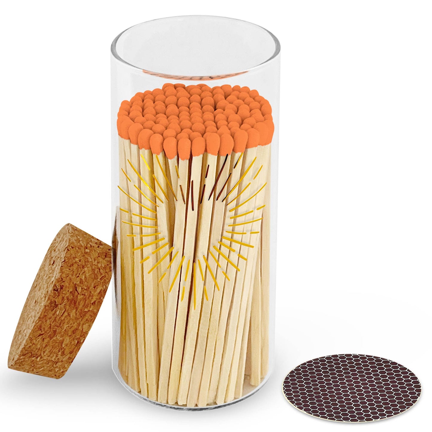 Gold Print with 4" Matches & Lg Cork Top Jar