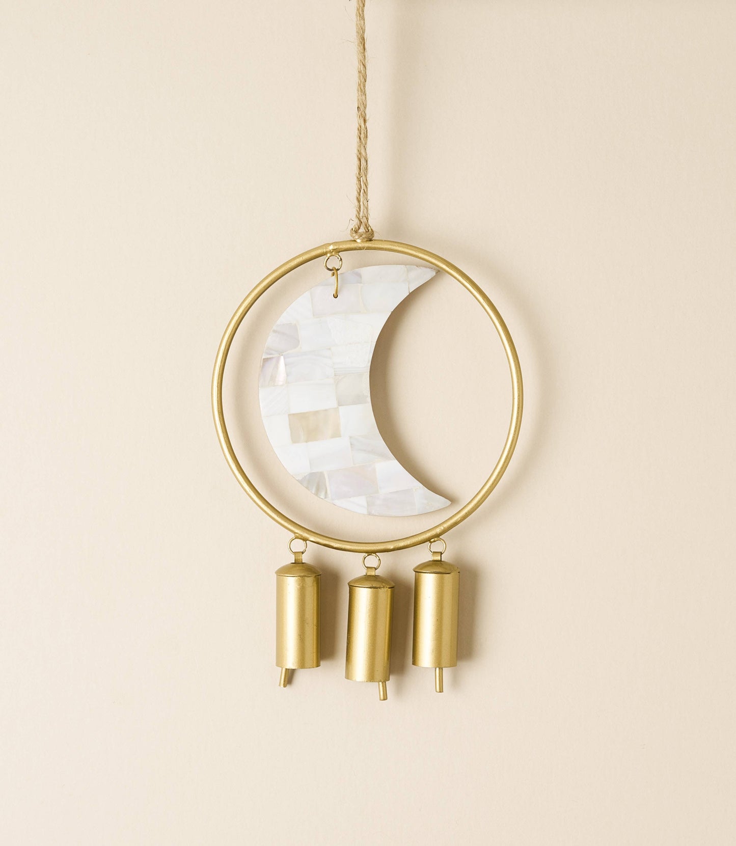 Chayana Large Moon Mother of Pearl Wind Chime - Handmade