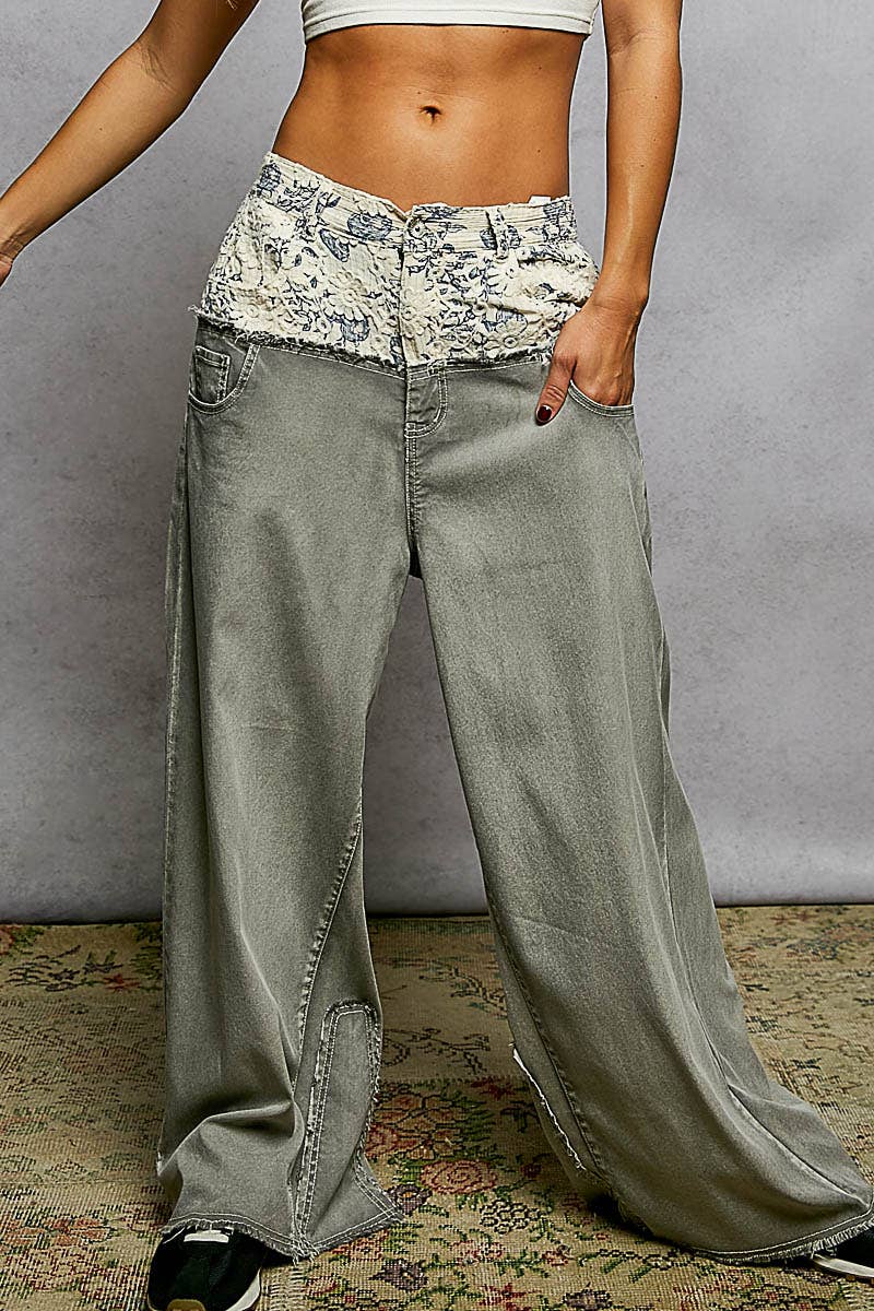 Low Rise Wide Double Waist Pants