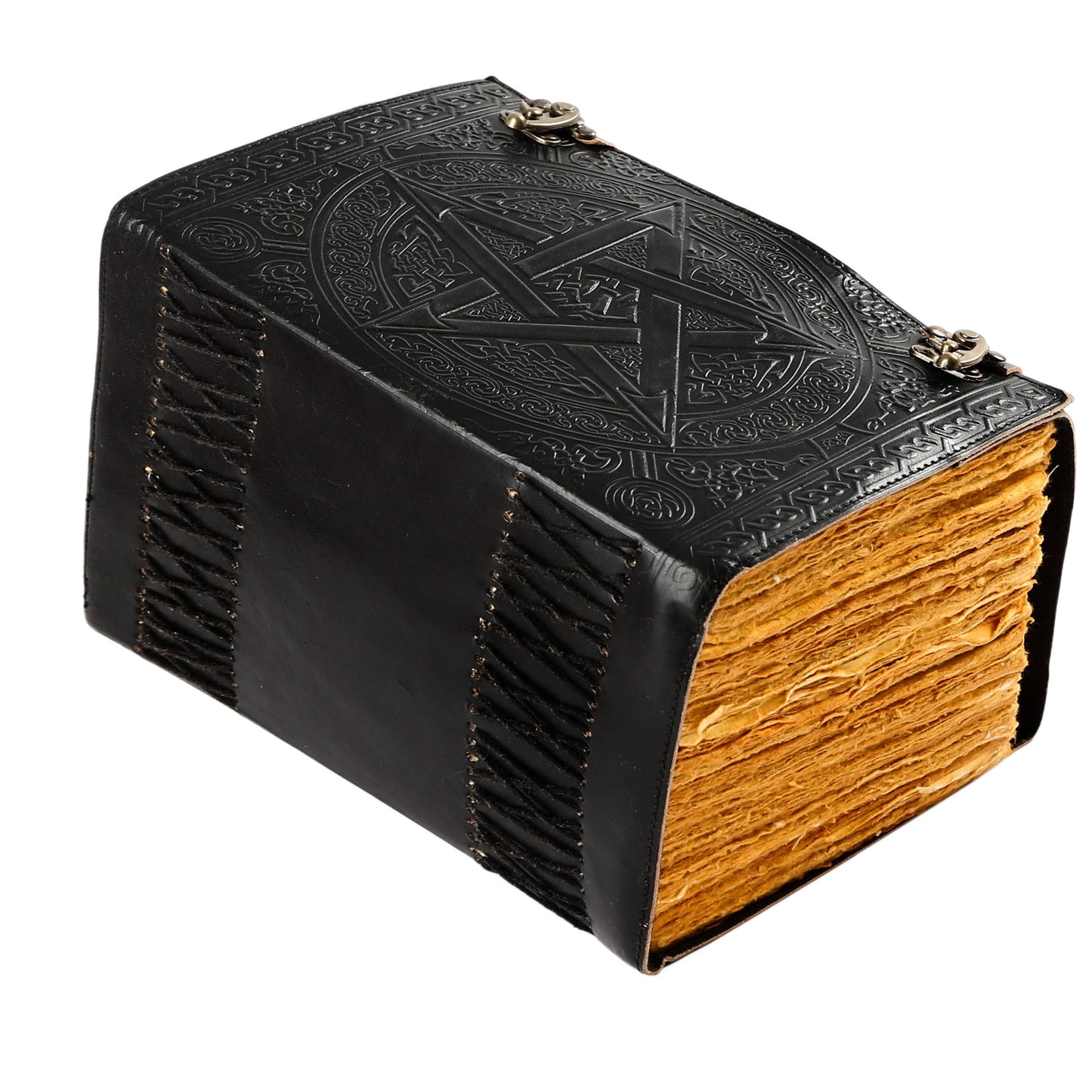 1000 Pages Large Black Pentagram Embossed Leather Journal | Writing Leather Notebook | Leather grimoire Book | Handmade Leather Journal Gift