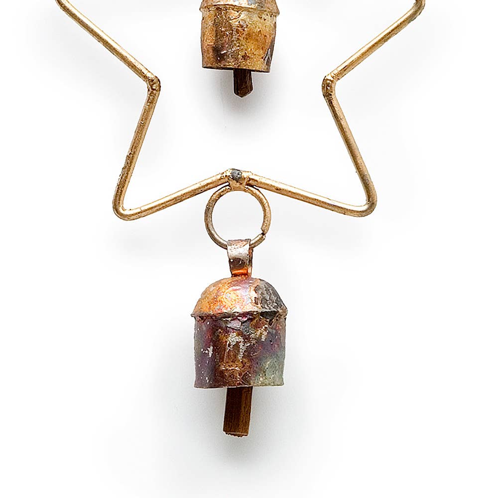 Single Star Chime, Bronze Hand-tuned Garden Wind Chime India