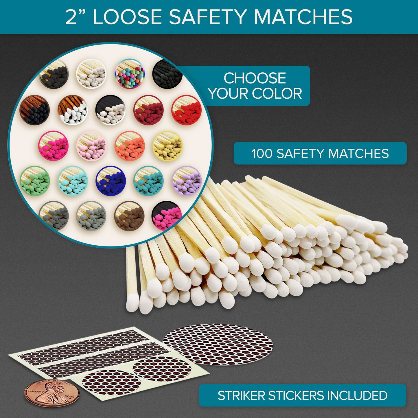 2" Refill Matches - Colors of Your Choice + Striker Stickers