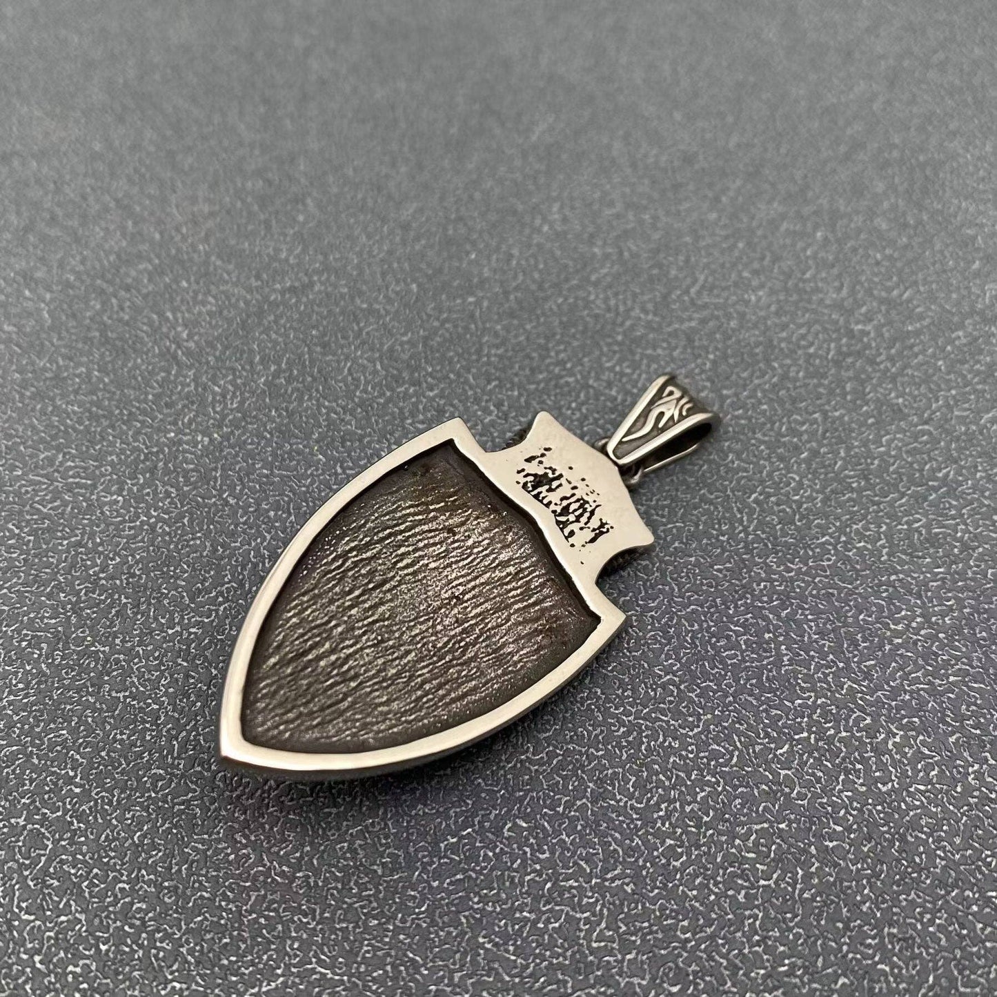 Stainless Steel Eagle & Wolf Head Shield Pendant