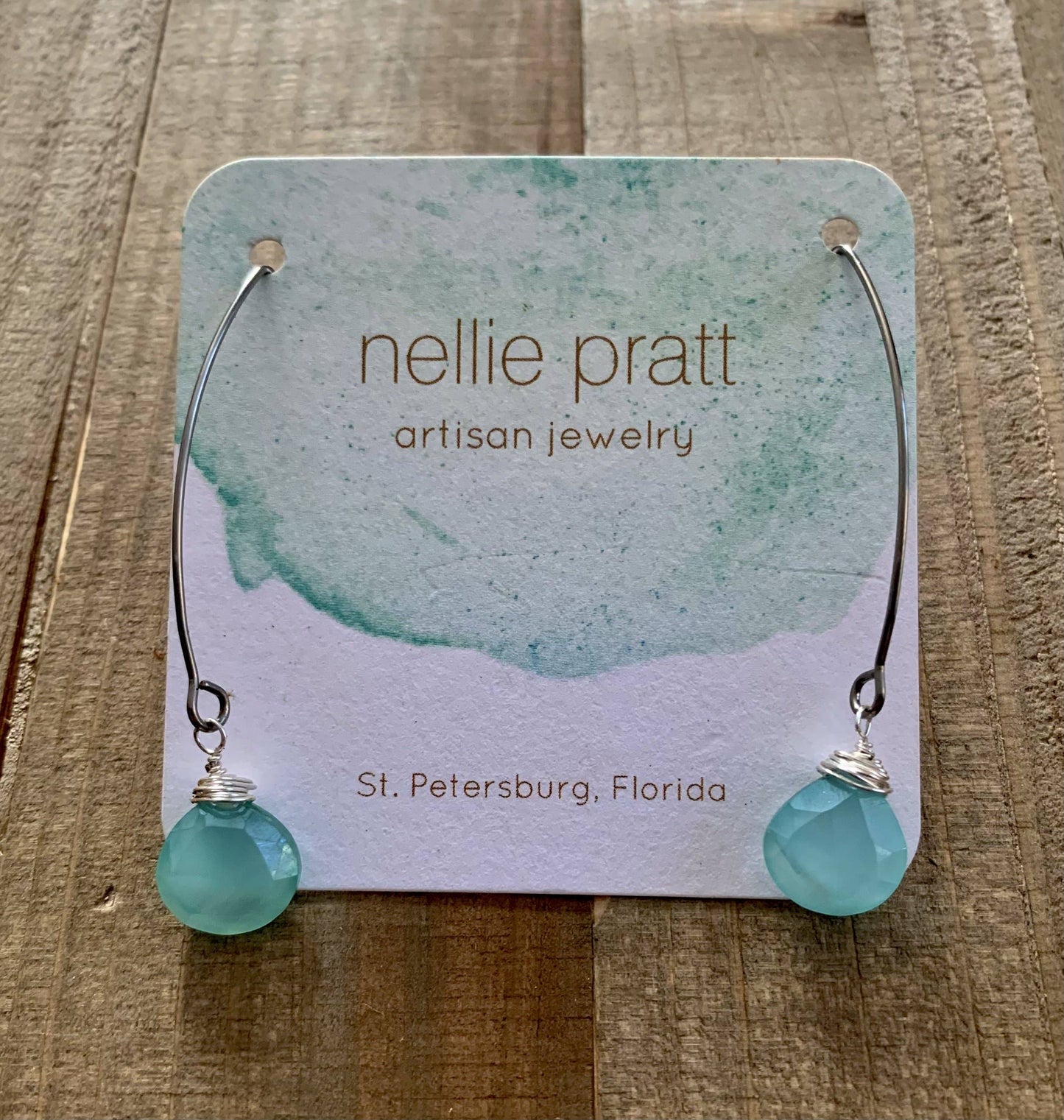 Festival Vibes- aqua teardrop gemstone dangle earrings