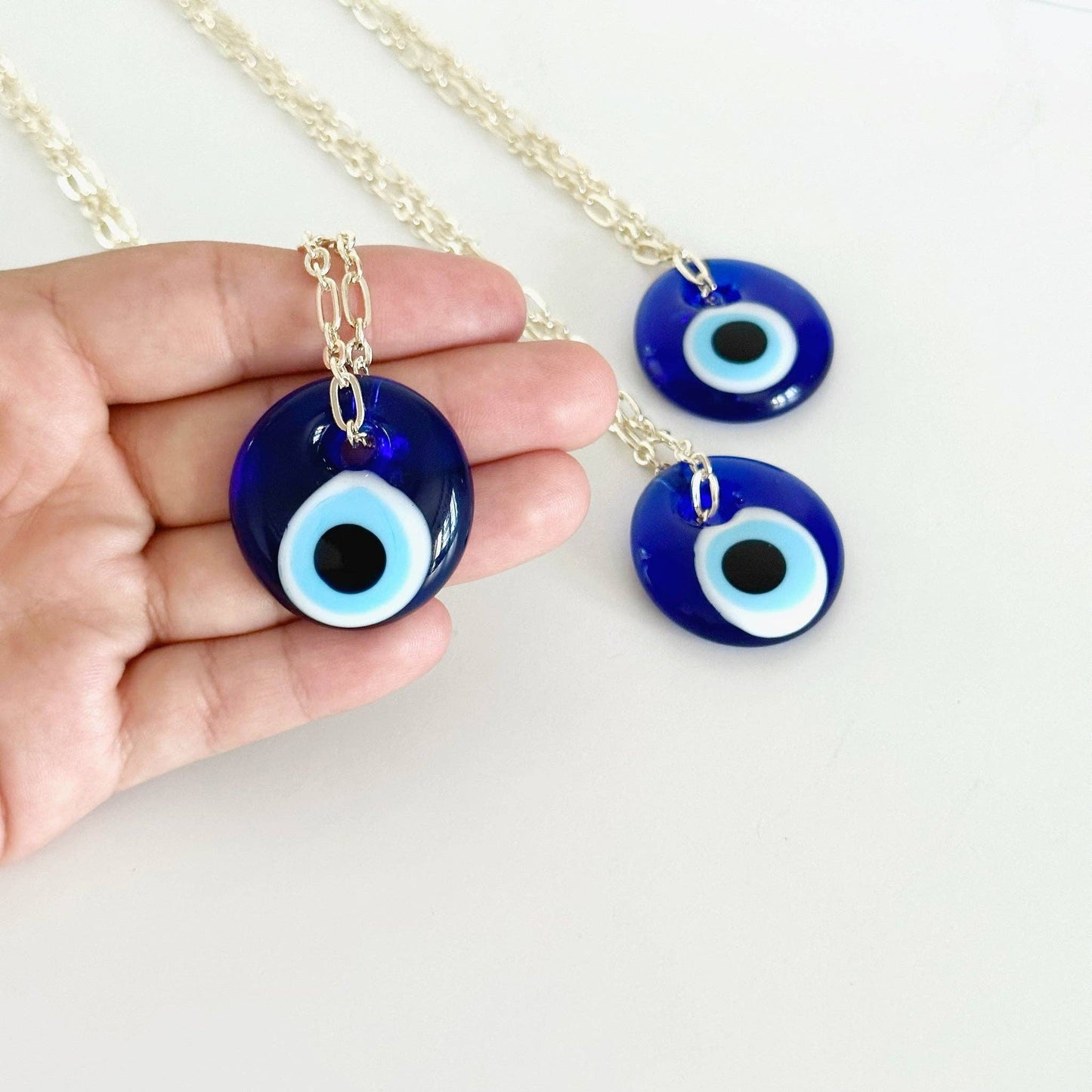 Blue Glass Evil Eye Necklace