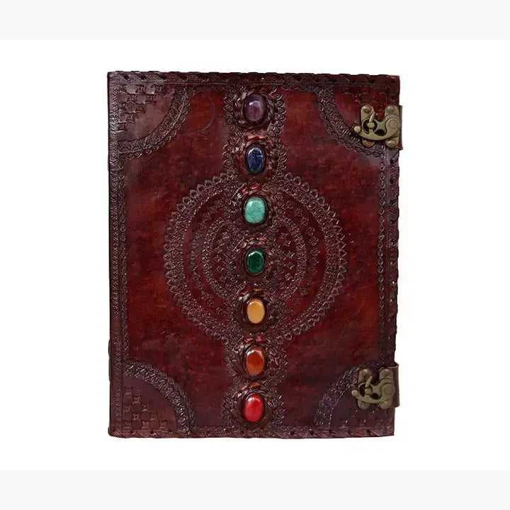 Tuzech Handmade Vintage Seven Chakra Stone Embossed Diary