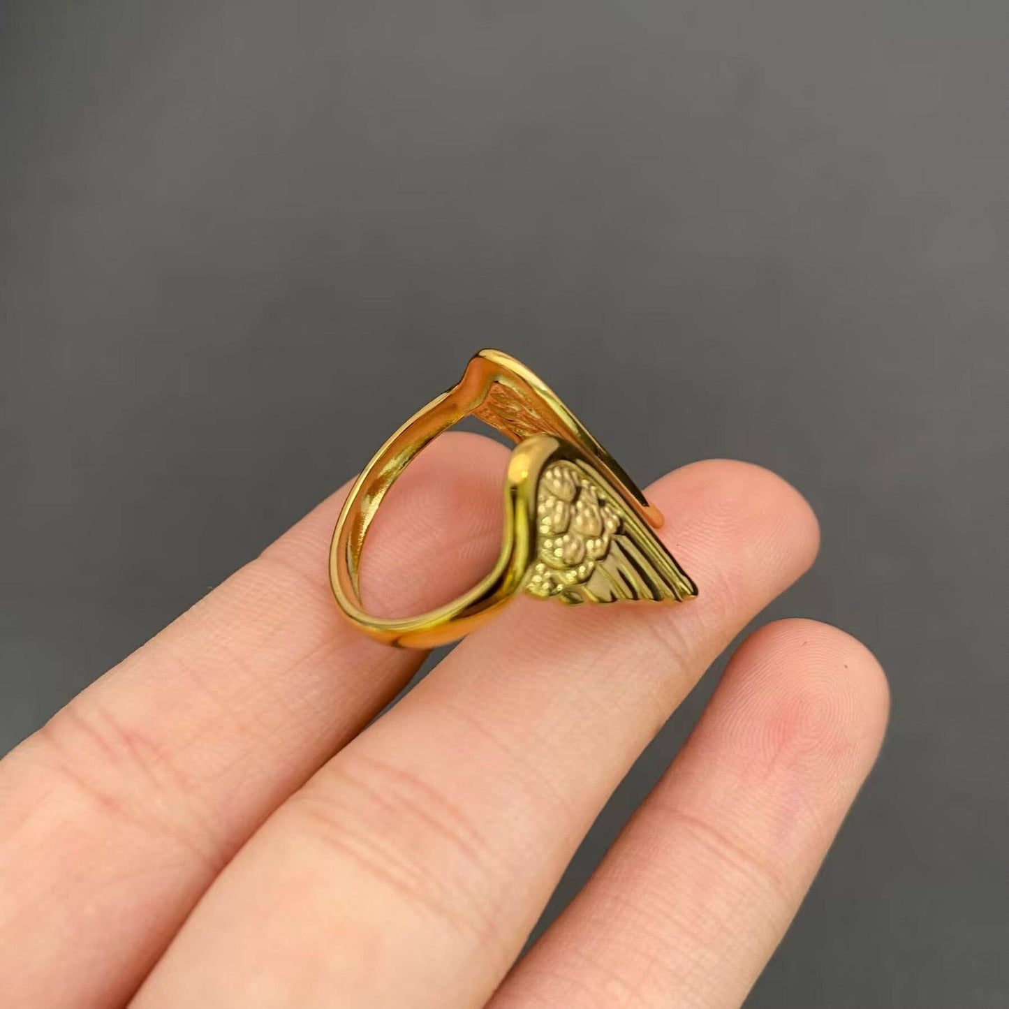 Wings 18K Gold Plated Stainless Steel Adjustable Ring - FGS