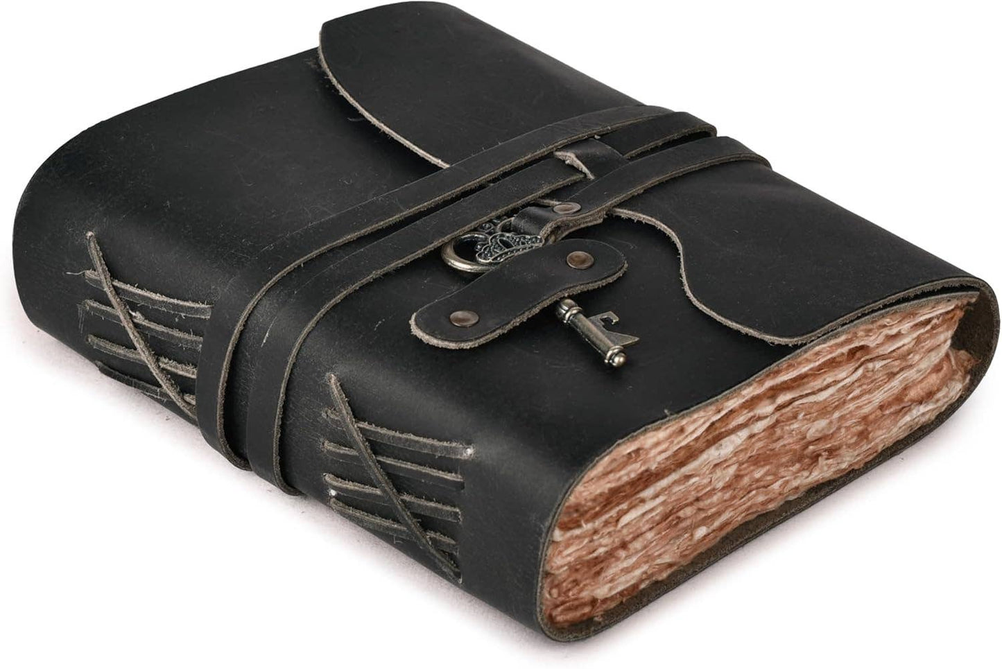 Tuzech Handmade Vintage Genuine  Leather Belt and Key Diary