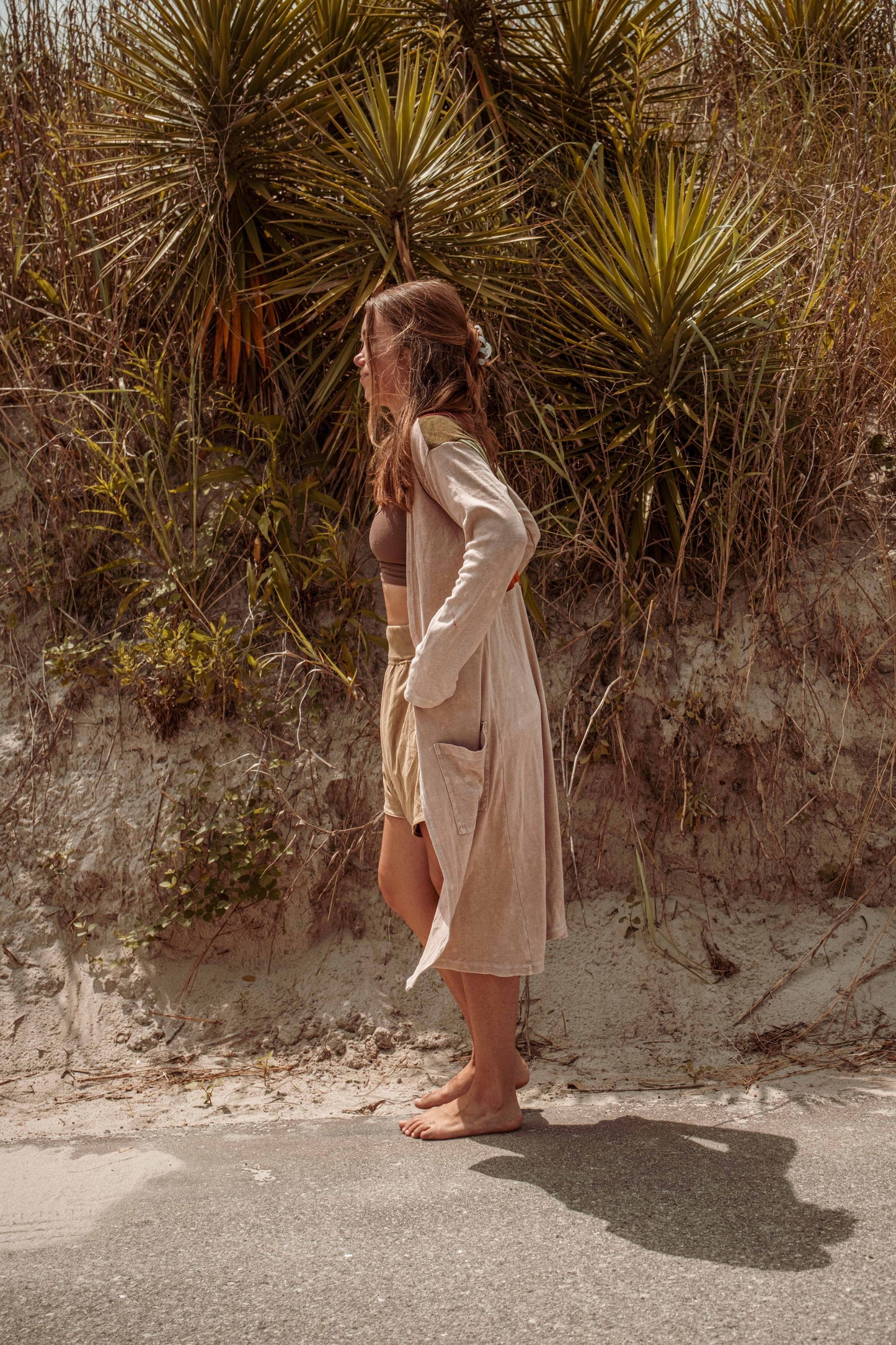 Sun Ray Cardigan, Cotton Earthy Hippie Boho Style Duster: Earthy / Medium