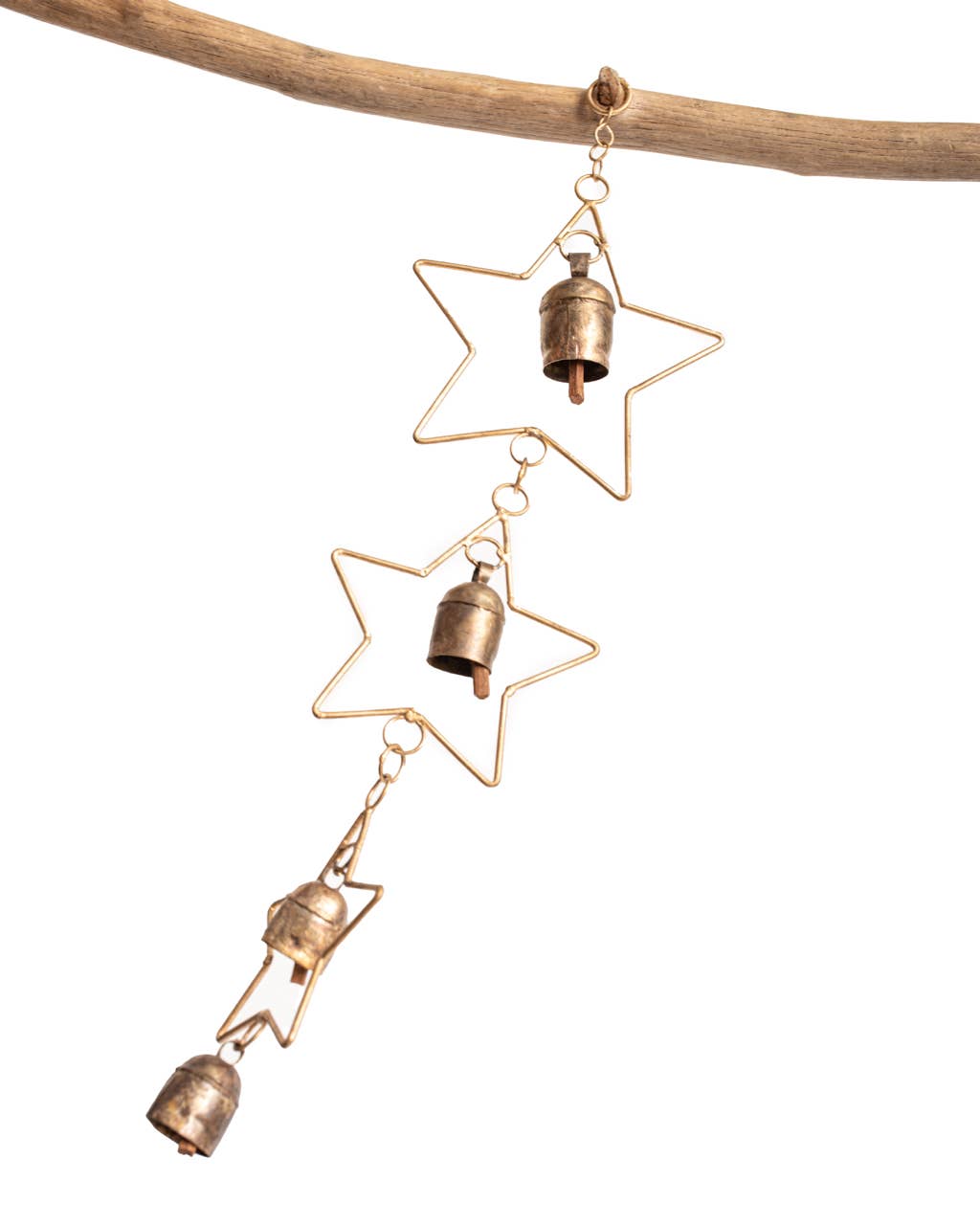 Three Stars Chime, Bronze Hand-tuned Garden Wind Chime India