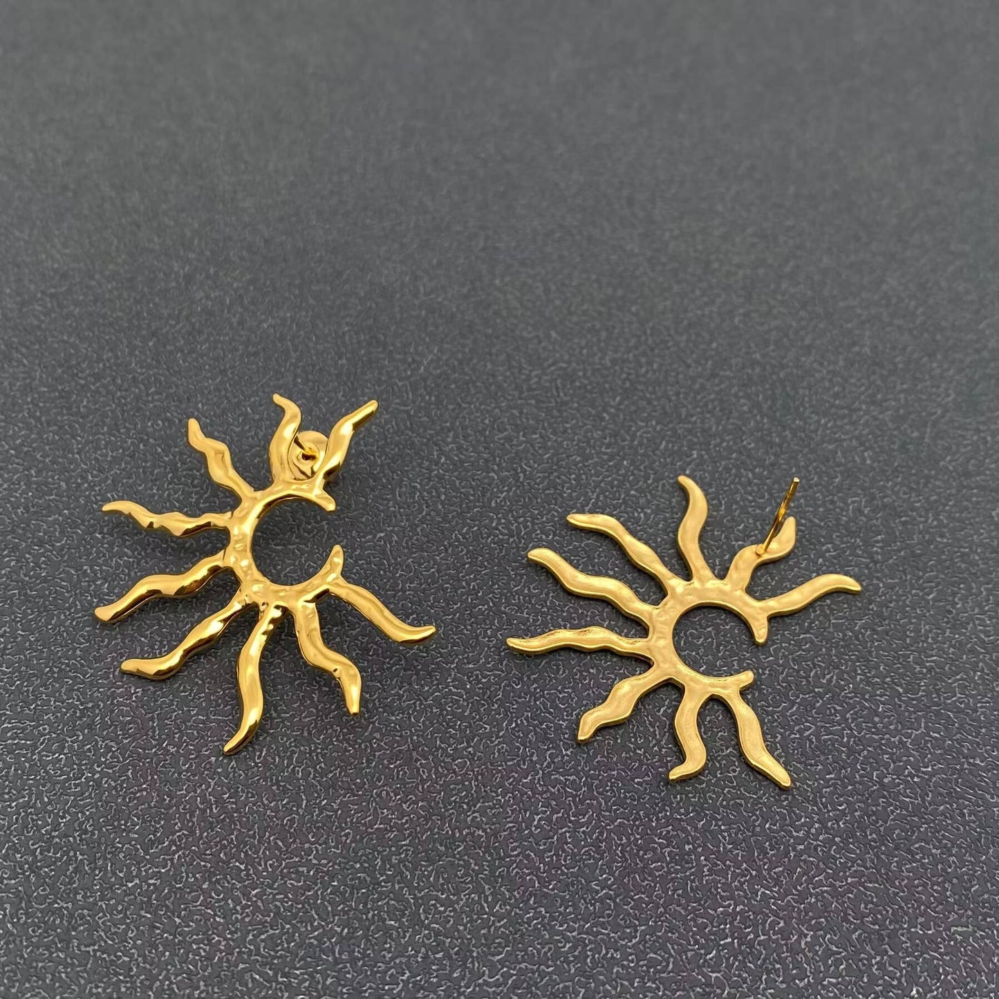 18K Gold Plated Stainless Steel Sun Shine Earrings