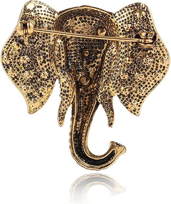 Sparkling Elephant Head Brooch – Crystal Accent Pin