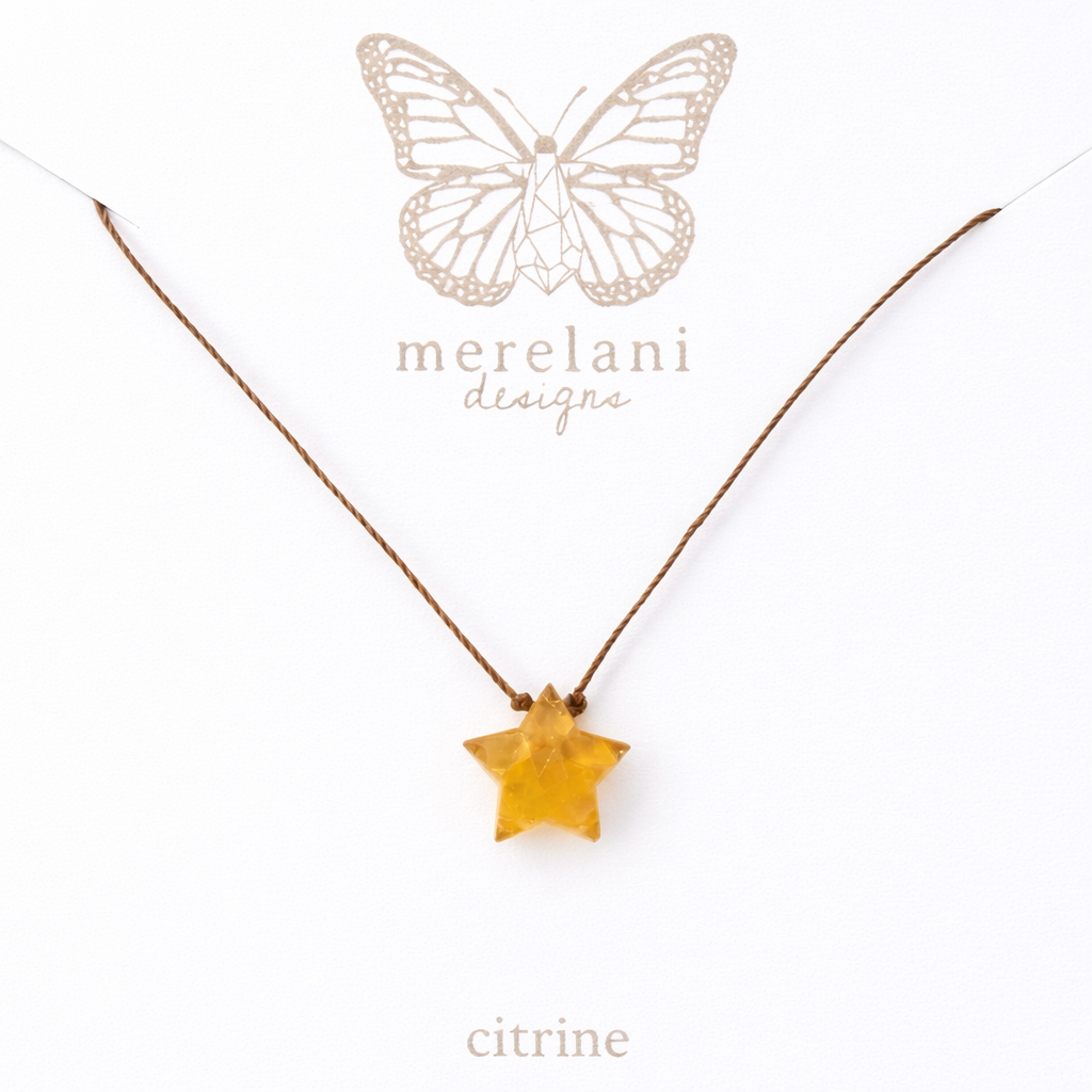 Citrine Faceted Star Cord Necklace