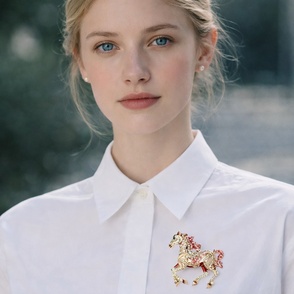 Enamel Horse Brooch