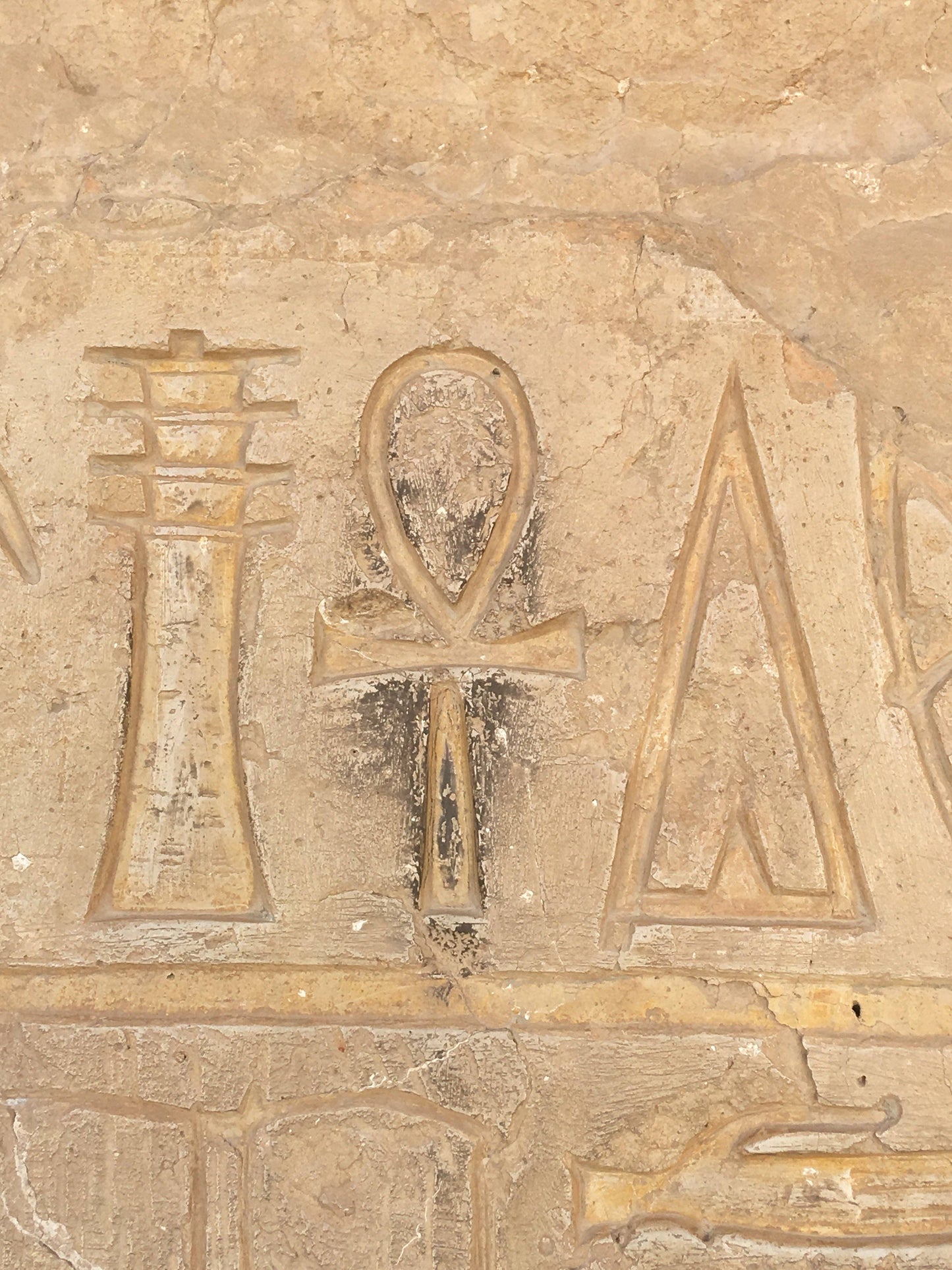 Ankh - Key of Life with Wings White Alabaster