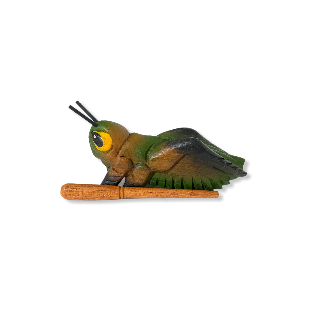 Painted Wooden Musical Cricket Percussion Instrument 4"