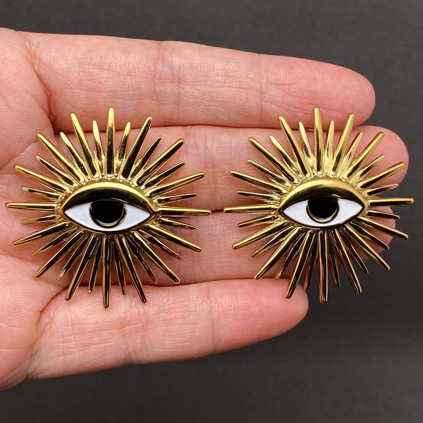 Enamel Eyes 18K Gold Plated S.Steel Stud Earrings