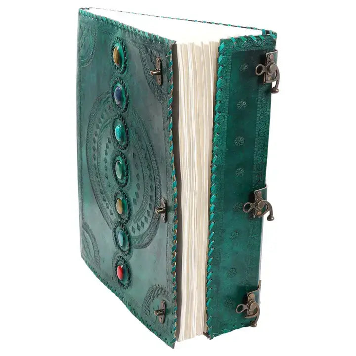 Tuzech Handmade Vintage Seven Chakra Stone Embossed Diary