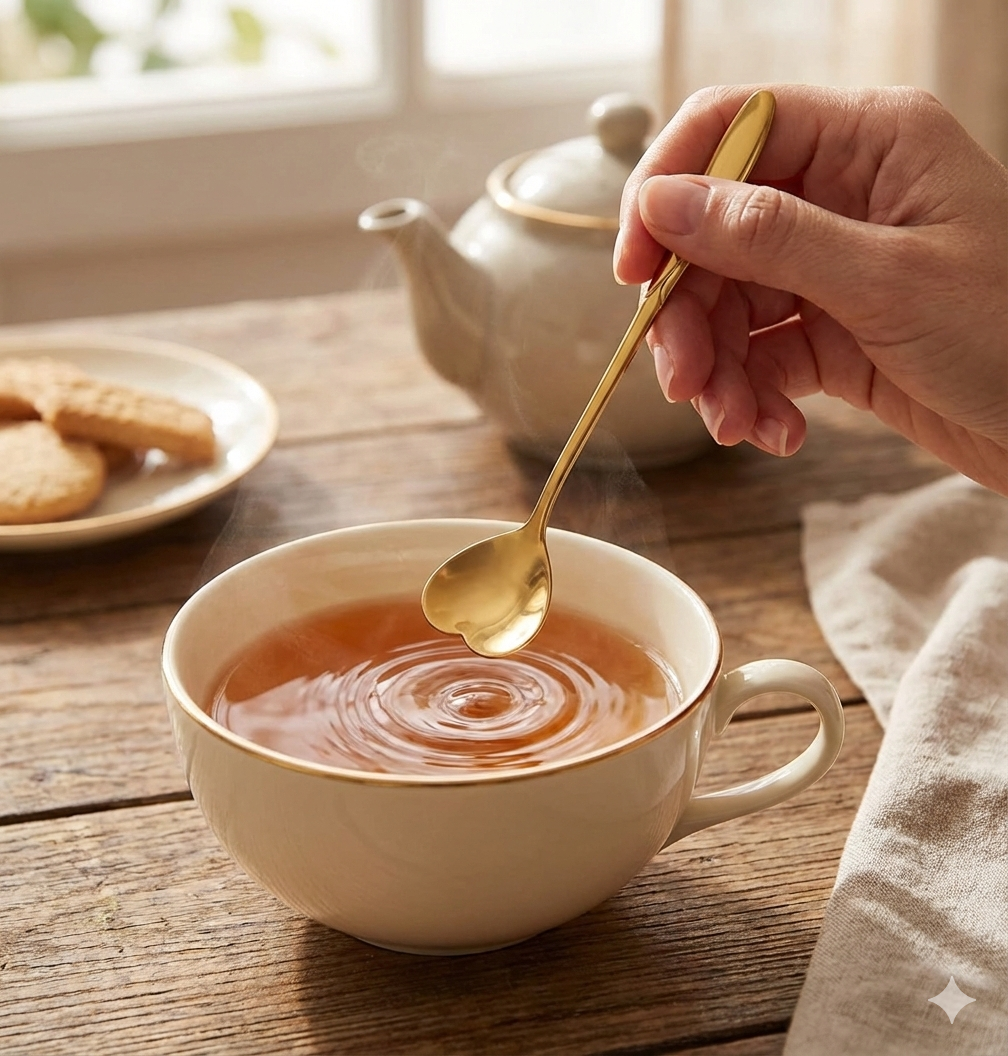 Gold Heart Teaspoons, Stainless Steel Tea and Coffee Spoons