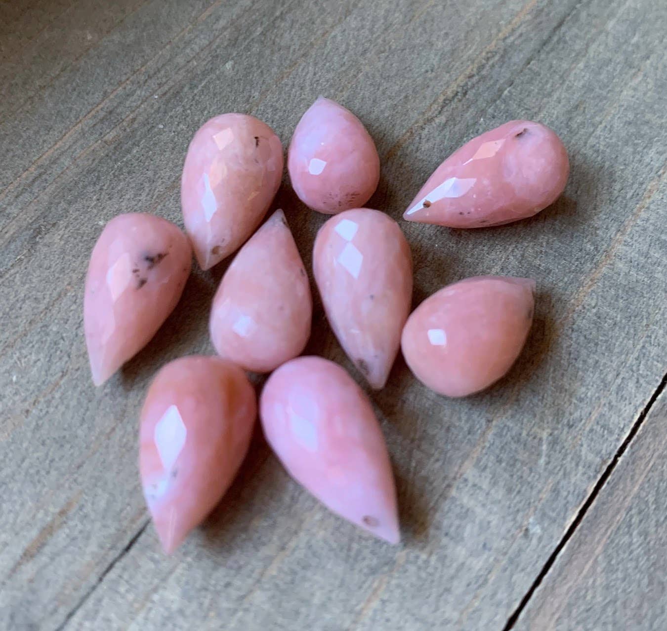 Pink Opal Faceted Briolette Teardrop Necklace