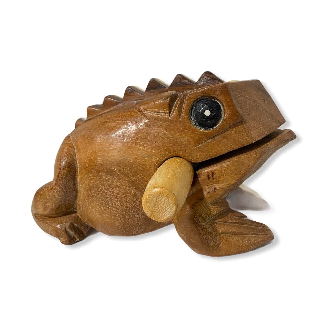 Natural Wooden Frog 2"